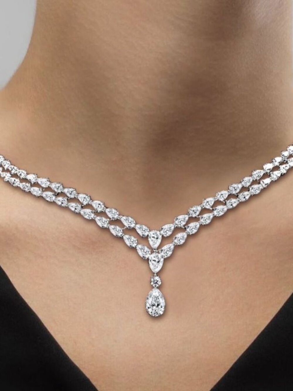 Next Necklace Bridal Necklace 18" Pear Cut White Sapphire
